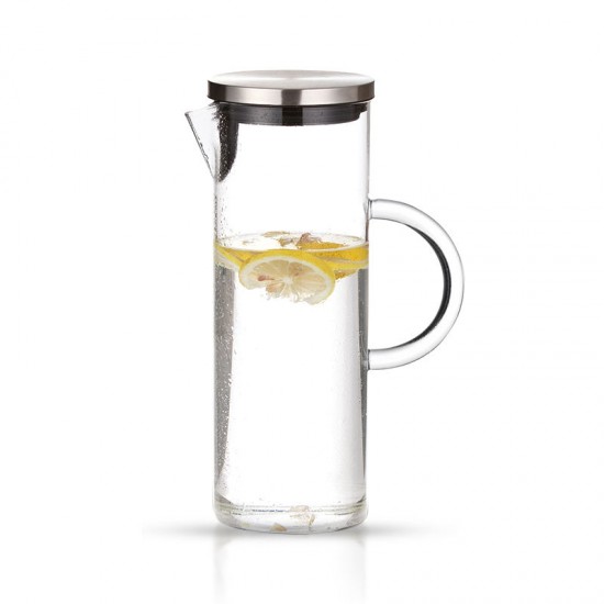 1.3 liter borosilicate glass carafe hand made carafe water pitcher jug with handle stainless steel cover lid 1.3 liter borosilicate glass carafe hand made carafe water pitcher jug with handle stainless steel cover lid