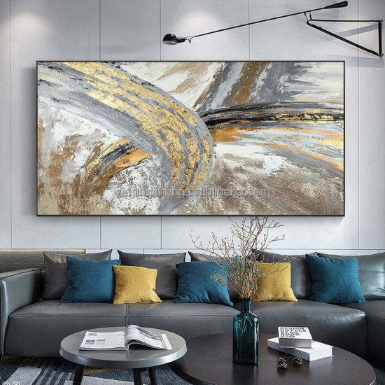 Home Decoration Large Size Contemporary 100% Hand-painted Picture Golden Foil handmade abstract gold oil painting wall arts Home Decoration Large Size Contemporary 100% Hand-painted Picture Golden Foil handmade abstract gold oil painting wall arts