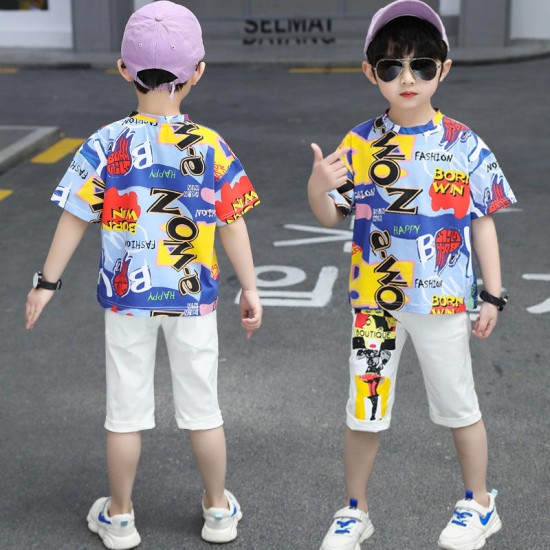 Cotton Baby Boy's Short Sleeve Clothing Set for Little Gentlemen Cotton Baby Boy's Short Sleeve Clothing Set for Little Gentlemen