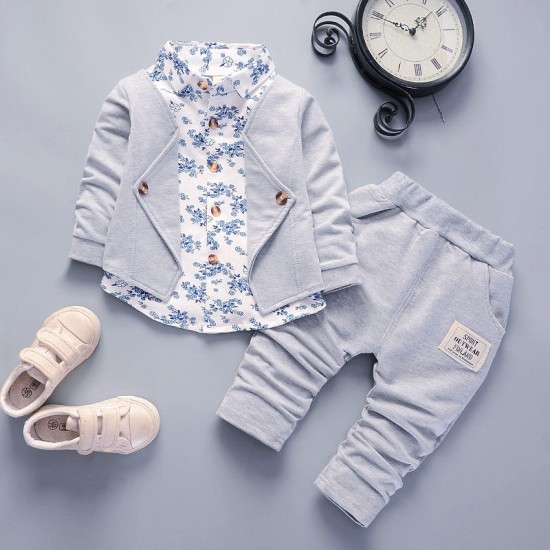 Eco Friendly Children Boys Clothes Fall Solid Cotton Baby Clothing Sets Eco Friendly Children Boys Clothes Fall Solid Cotton Baby Clothing Sets