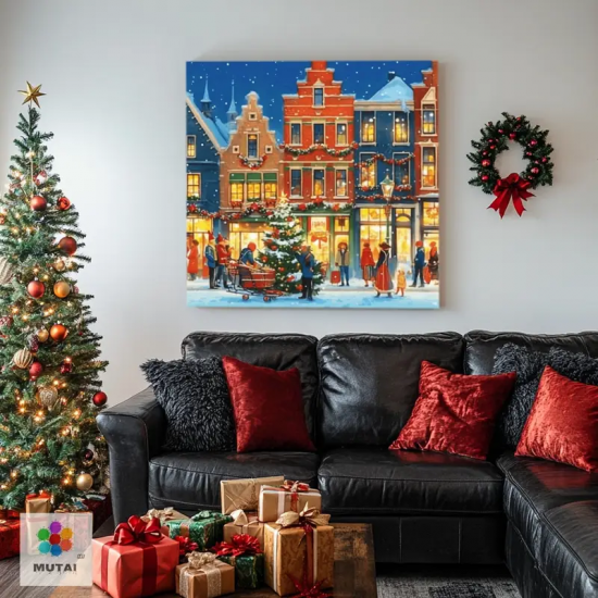 Modern Creative Christmas Landscape Still Life DIY Oil Painting Classic Style Wooden Printed Home Living Room Decoration Adults Modern Creative Christmas Landscape Still Life DIY Oil Painting Classic Style Wooden Printed Home Living Room Decoration Adults