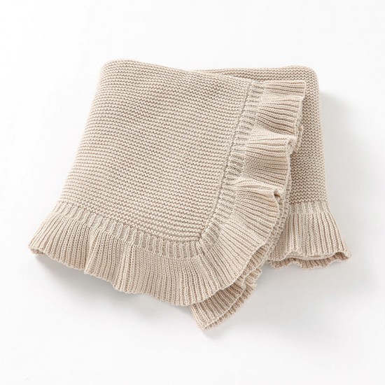Customized Baby Knitted Blanket 100% Cotton Ruffle Baby Swaddle Blanket for Newborn Customized Baby Knitted Blanket 100% Cotton Ruffle Baby Swaddle Blanket for Newborn