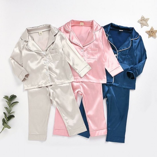 Kids Clothes Autumn Long Sleeve Children Nightgowns Smooth Girl Satin Pajama Sets Blank Girls' Sleepwear Suits kids pajamas Kids Clothes Autumn Long Sleeve Children Nightgowns Smooth Girl Satin Pajama Sets Blank Girls' Sleepwear Suits kids pajamas