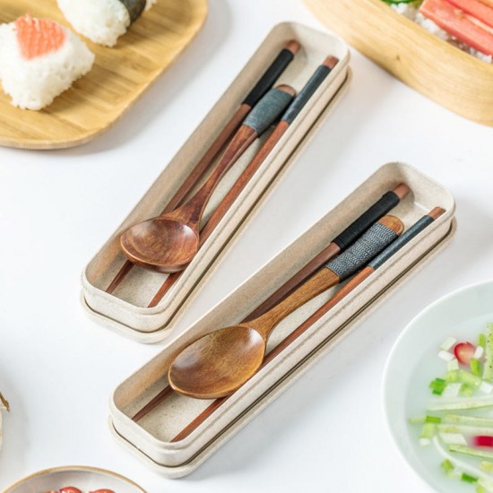 Eco-Friendly Reusable Wood Knife Spoon Fork Chopsticks Japanese Styles Anti-scald Stirring Travel Camping Portable Cutlery Set Eco-Friendly Reusable Wood Knife Spoon Fork Chopsticks Japanese Styles Anti-scald Stirring Travel Camping Portable Cutlery Set