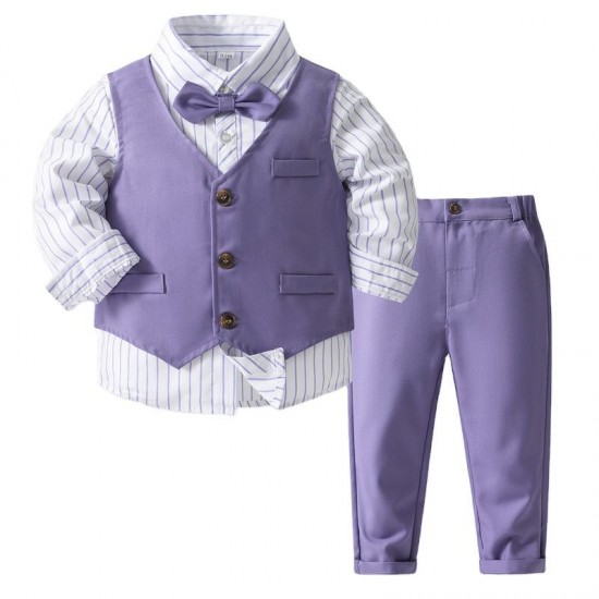 gentleman autumn boy clothes set kids boy striped shirt vest pants 3pcs clothing set formal boy party suit gentleman autumn boy clothes set kids boy striped shirt vest pants 3pcs clothing set formal boy party suit