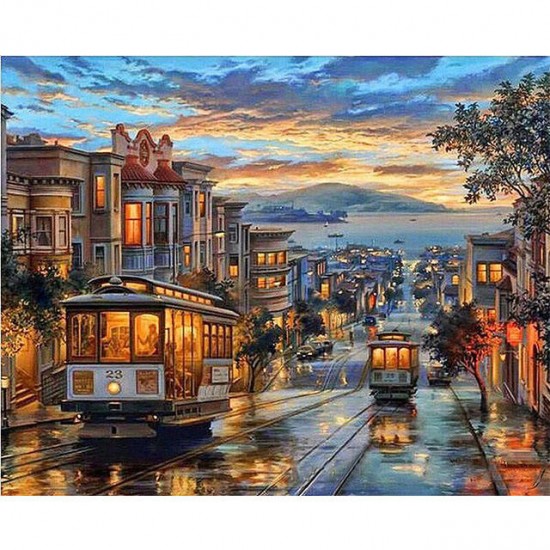 Factory Direct Digital Painting Art City Sunset Oil Painting Paint By Numbers On Canvas With Frame Wholesale Factory Direct Digital Painting Art City Sunset Oil Painting Paint By Numbers On Canvas With Frame Wholesale