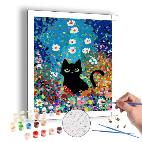 DIY Painting by Numbers for Adults Animal Series Cute Cat with Flowers 40x50cm Paint by Numbers Art Kit Home Bedroom Decoration DIY Painting by Numbers for Adults Animal Series Cute Cat with Flowers 40x50cm Paint by Numbers Art Kit Home Bedroom Decoration