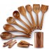 Hot Sale Kitchen Items 15 in 1 Wood Teak Wooden Cooking Turners Spoons Spatula Utensil Sets