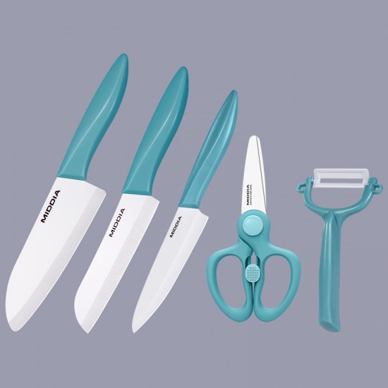MIDDIA 5 Pcs Kitchen Knife Set With Multifunctional Chef Knife, Paring Knife, Peeler MIDDIA 5 Pcs Kitchen Knife Set With Multifunctional Chef Knife, Paring Knife, Peeler